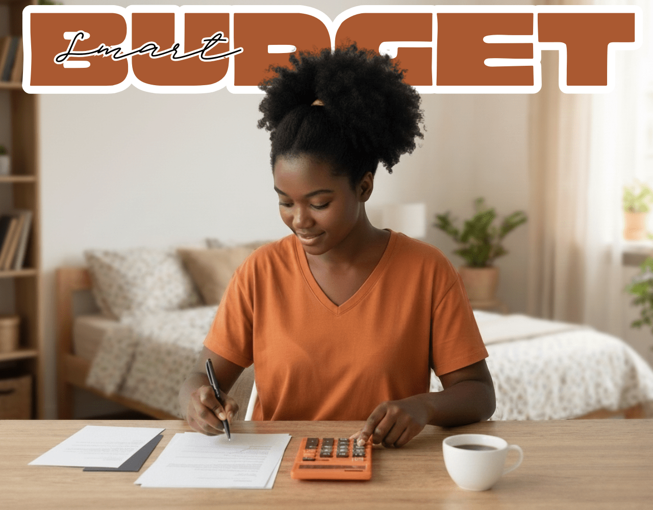 A girl is budgeting her expenses